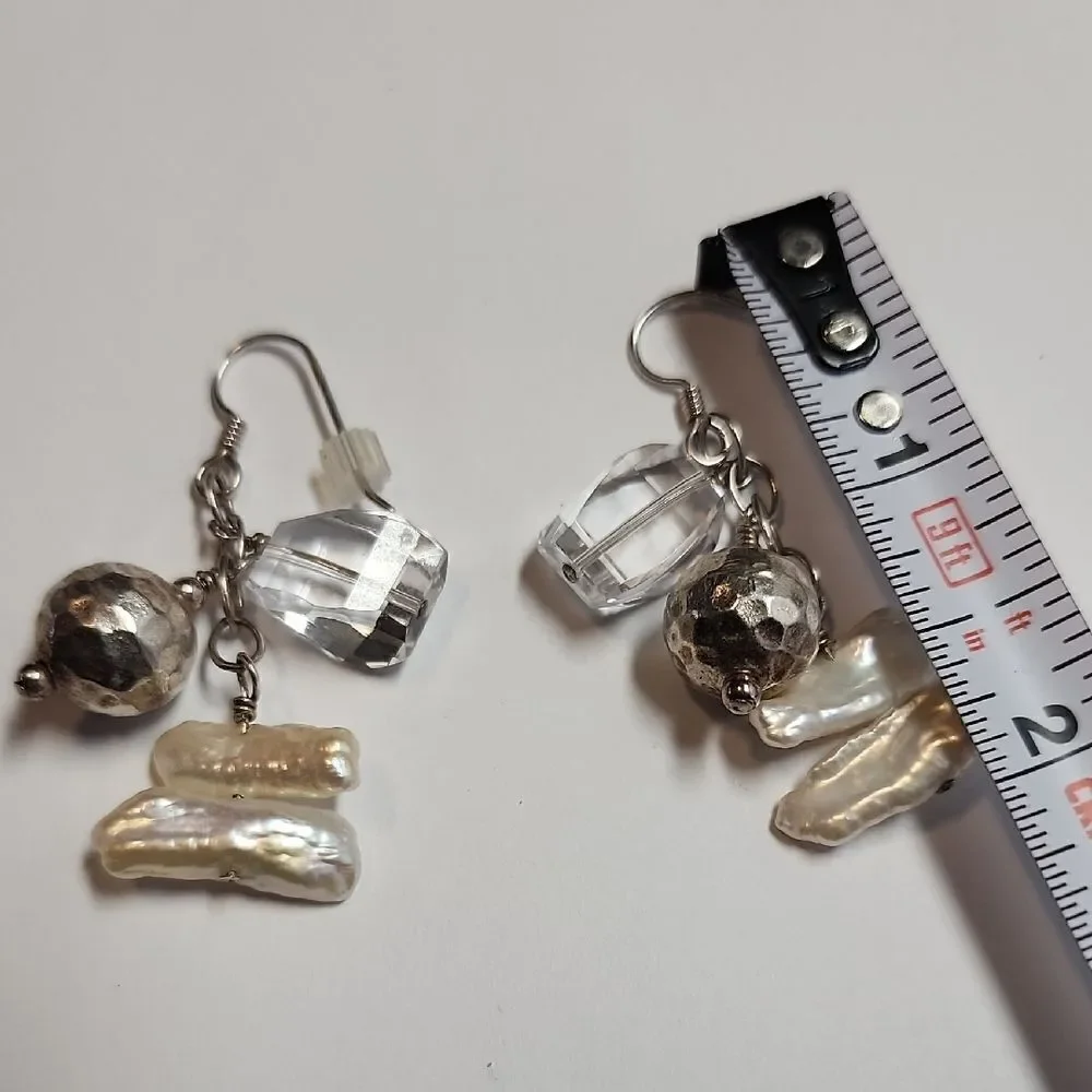 Sterling Silver Pearl Earrings - Picture 2 of 3